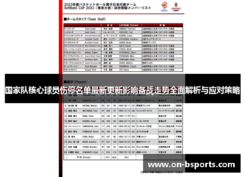国家队核心球员伤停名单最新更新影响备战走势全面解析与应对策略